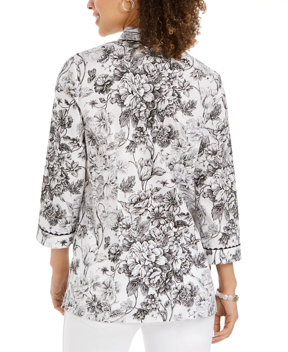 Túnica feminina Charter Club com decote dividido, branca, tamanho pequeno