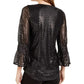 Blusa Alfani Feminina Petite com Estampa Metálica e Mangas Finas Cinza Tamanho Petite Pequeno