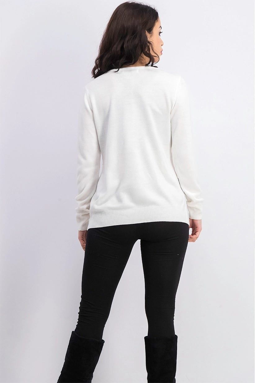 Karen Scott Suéter Feminino Petite Ottoman com Ponto Branco Tamanho Petite X-Large