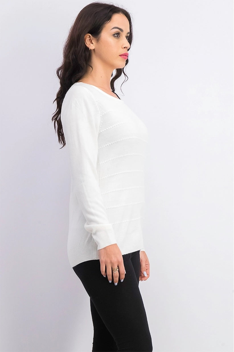 Karen Scott Suéter Feminino Petite Ottoman com Ponto Branco Tamanho Petite X-Large