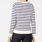 Cardigan feminino listrado pequeno com fecho de alavanca Charter Club, branco, tamanho P