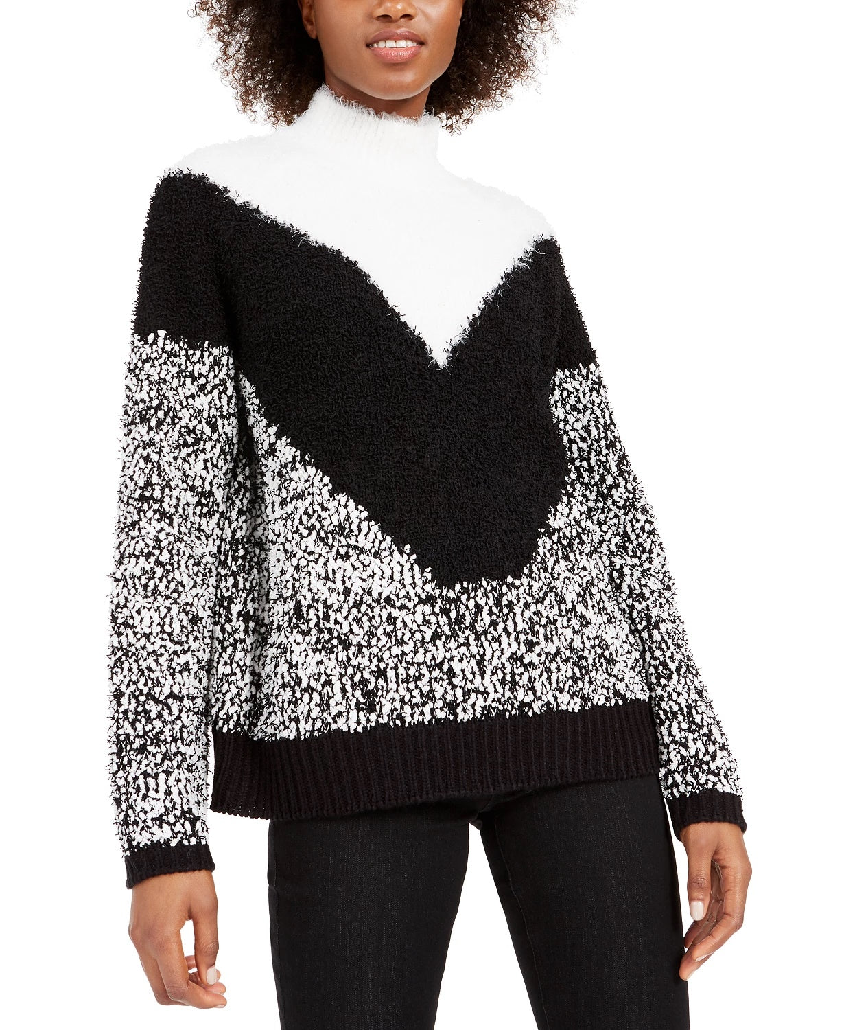 Suéter feminino texturizado de gola alta Bar III, branco, tamanho X-S