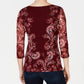 Charter Club Top de malha feminino pequeno com estampa floral, vermelho, tamanho PS