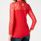 Top feminino pequeno de renda e gema da INC International Concepts, vermelho escuro, tamanho PXL