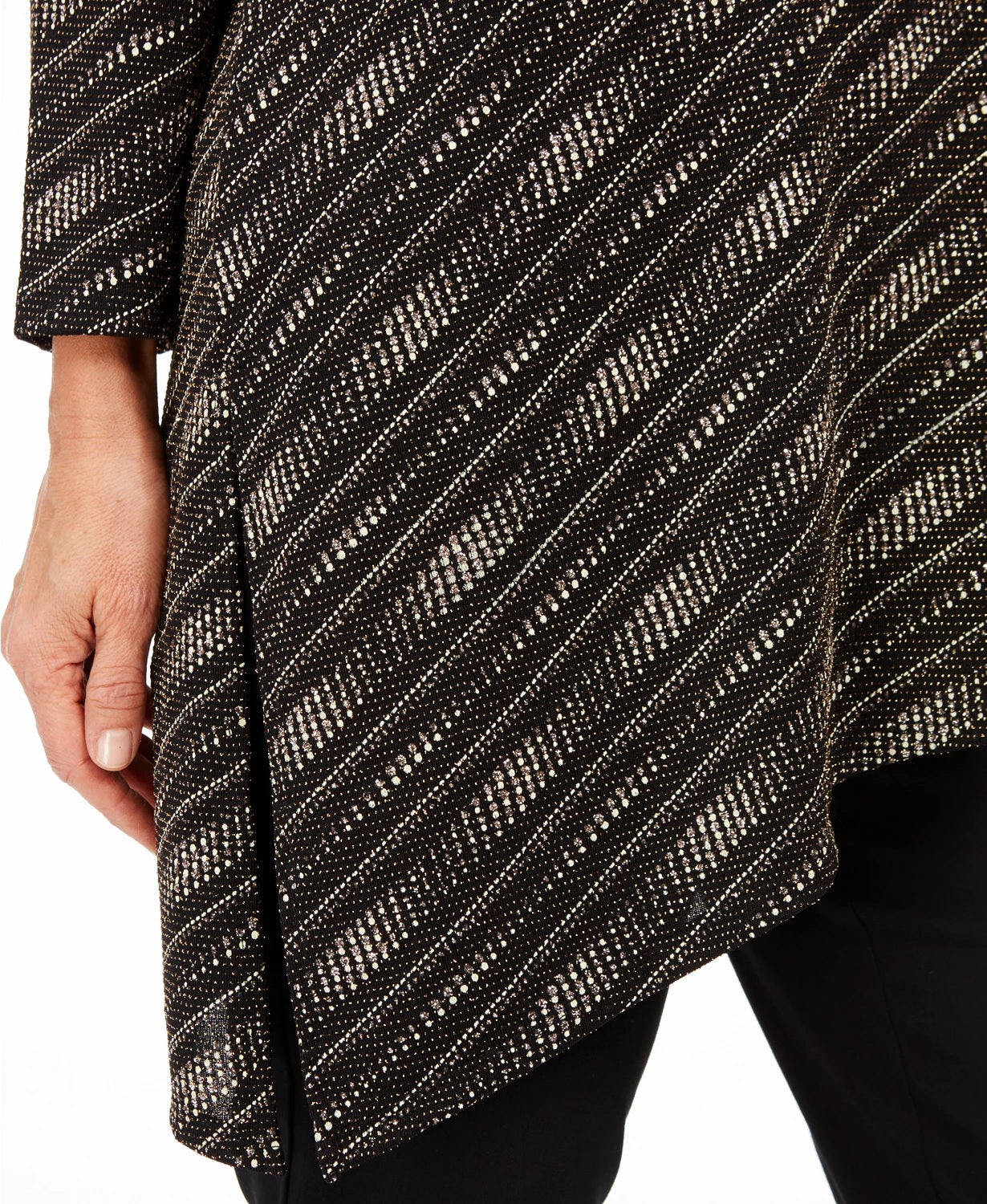 JM Collection Top assimétrico metálico feminino pequeno, preto, tamanho pequeno-médio