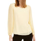 Blusa feminina Alfani Petite com manga plissada, tamanho pequeno, amarela