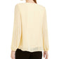 Blusa feminina Alfani Petite com manga plissada, tamanho pequeno, amarela