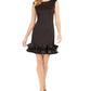 Vestido justo com babados Donna Ricco feminino, preto, tamanho 12