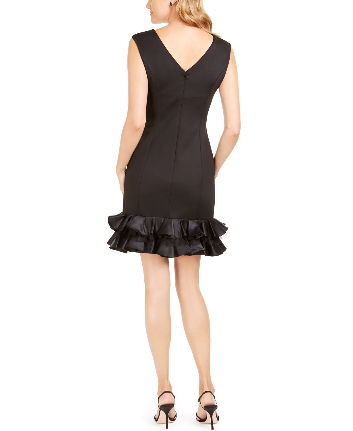 Vestido justo com babados Donna Ricco feminino, preto, tamanho 12