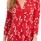 Top feminino com estampa floral e decote em V, tamanho pequeno, vermelho, Charter Club