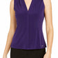 Blusa feminina Calvin Klein com decote em V e manga curta, roxa, tamanho grande
