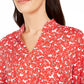 Túnica feminina com estampa floral e decote dividido, vermelha, tamanho XX-G