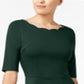 Vestido Monteau Feminino com Decote Recortado e Ajuste Flare, Verde, Tamanho Pequeno XS