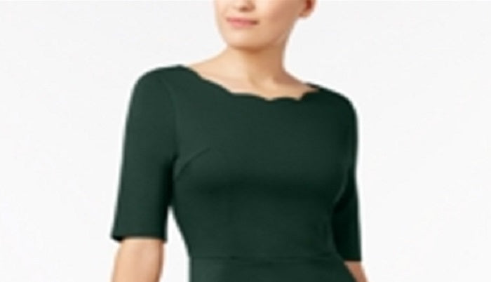 Vestido Monteau Feminino com Decote Recortado e Ajuste Flare, Verde, Tamanho Pequeno XS