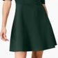 Vestido Monteau Feminino com Decote Recortado e Ajuste Flare, Verde, Tamanho Pequeno XS