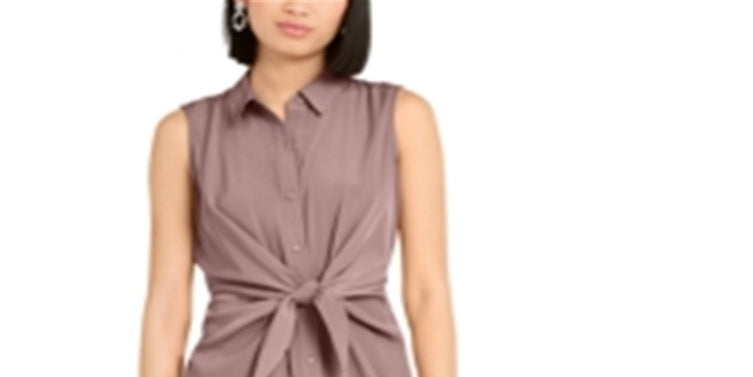 Vestido-camisa feminino Alfani com amarração frontal, rosa, tamanho 6, pequeno
