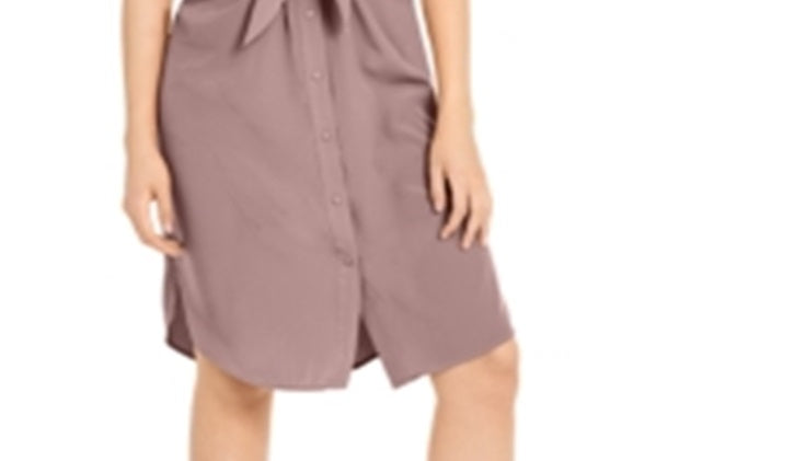 Vestido-camisa feminino Alfani com amarração frontal, rosa, tamanho 6, pequeno