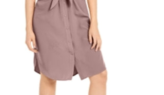 Vestido-camisa feminino Alfani com amarração frontal, rosa, tamanho 6, pequeno