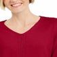 Karen Scott Suéter Feminino de Tricô de Algodão com Cabo Vermelho Tamanho X-G