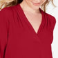 Top feminino Charter Club com manga 3/4, vermelho, tamanho X-S