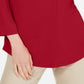 Top feminino Charter Club com manga 3/4, vermelho, tamanho X-S