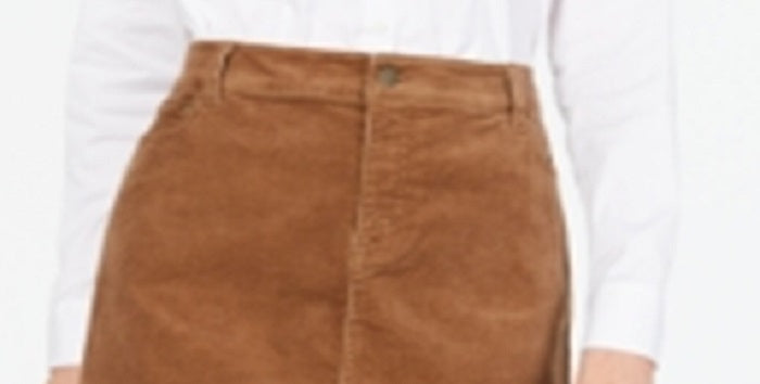 Saia de veludo cotelê com controle de barriga Charter Club feminina, marrom, tamanho 16, pequena