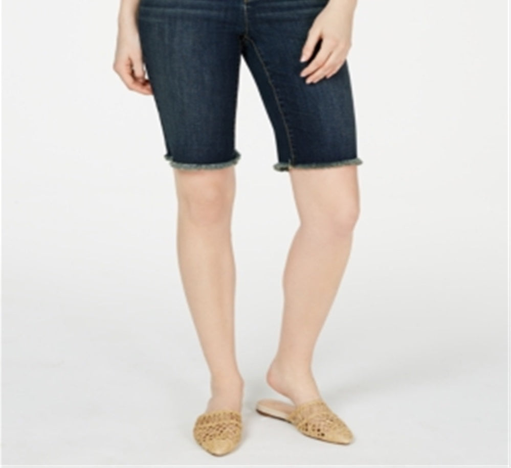 Bermuda jeans feminina com bainha desfiada da INC International Concepts, azul, tamanho 2