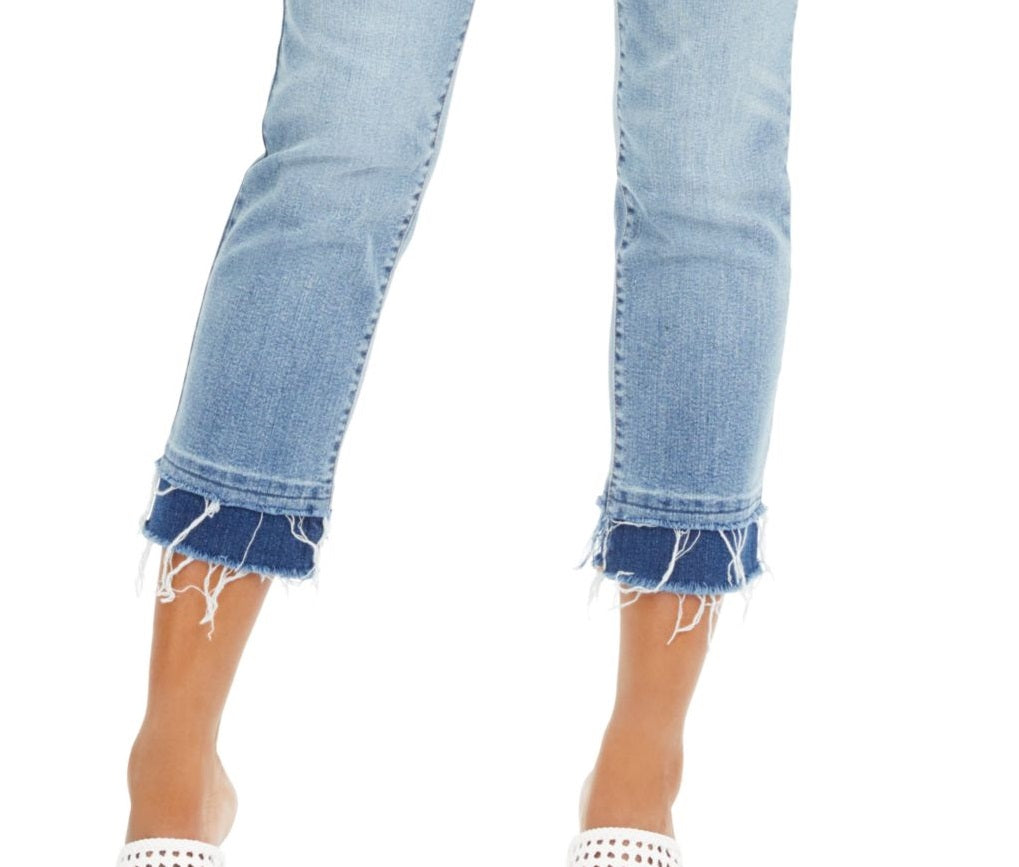 Calça jeans feminina curta com bainha dupla e perna reta da INC International Concepts, azul, tamanho 16