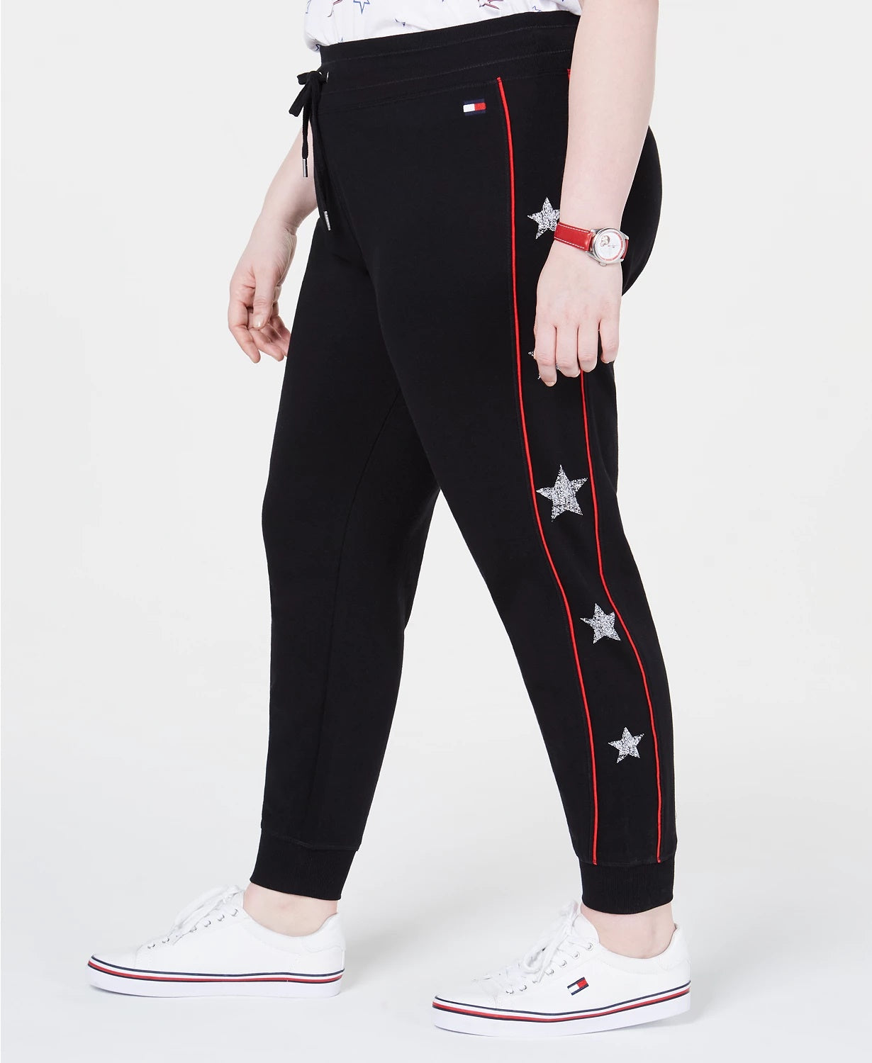 Calça de corrida feminina Tommy Hilfiger Plus Size preta, tamanho 2X