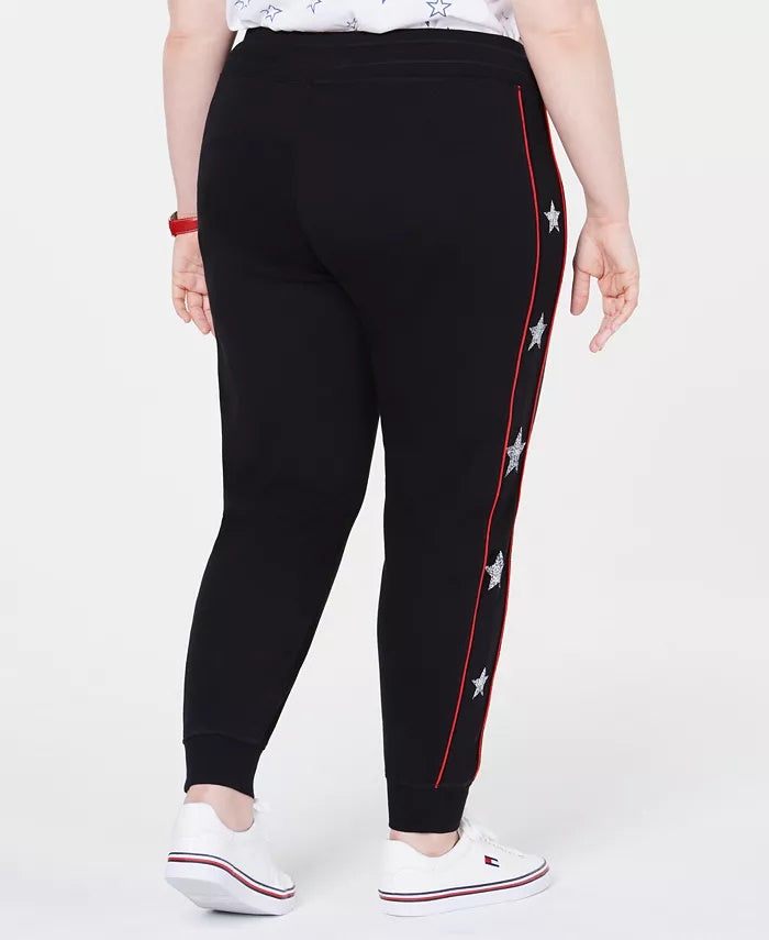 Calça de corrida feminina Tommy Hilfiger Plus Size preta, tamanho 2X