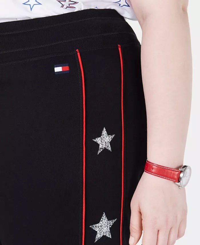 Calça de corrida feminina Tommy Hilfiger Plus Size preta, tamanho 2X