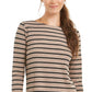 Blusa feminina Charter Club Heather de manga comprida, bege, tamanho médio
