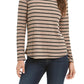 Blusa feminina Charter Club Heather de manga comprida, bege, tamanho médio