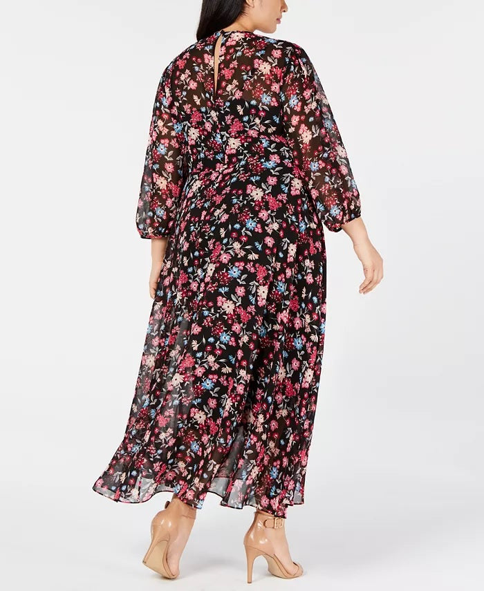 Vestido envelope falso Calvin Klein Trendy Plus High-Low feminino, cor carvão, tamanho 20W