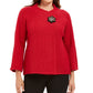 Blazer feminino com broche frontal cruzado JM Collection, vermelho, tamanho PS