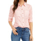 Camisa feminina pequena com bolso aplicado Charter Club, rosa, tamanho P