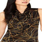 Blusa feminina Bar III com decote em V e manga curta, preta, tamanho P