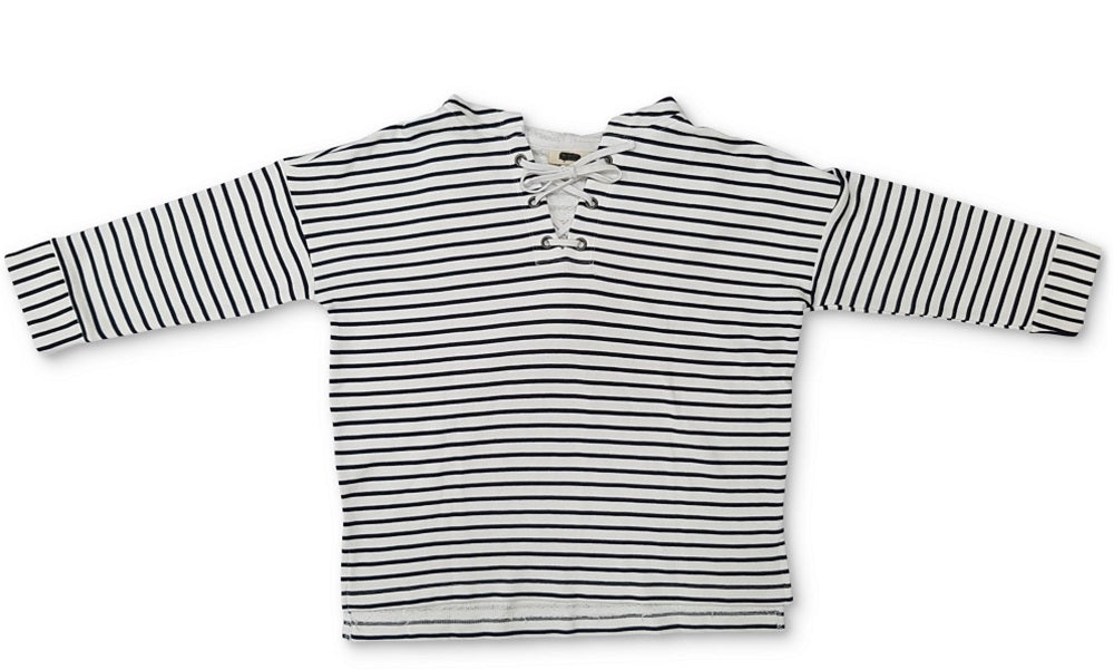 Moletom feminino com capuz listrado e cadarço estilo &amp; co, azul, tamanho grande