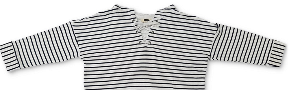 Moletom feminino com capuz listrado e cadarço estilo &amp; co, azul, tamanho grande