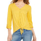 Top listrado feminino com amarração frontal, tamanho extragrande, dourado, estilo &amp; co
