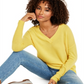 Suéter feminino de cashmere grande com decote em V, amarelo, tamanho extrapequeno, Charter Club