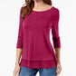 Top feminino de chiffon com bainha estilo &amp; co, rosa, tamanho extrapequeno