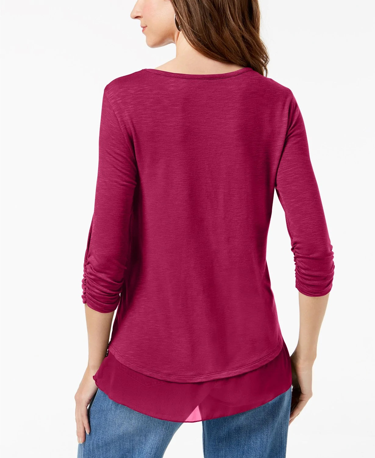 Top feminino de chiffon com bainha estilo &amp; co, rosa, tamanho extrapequeno