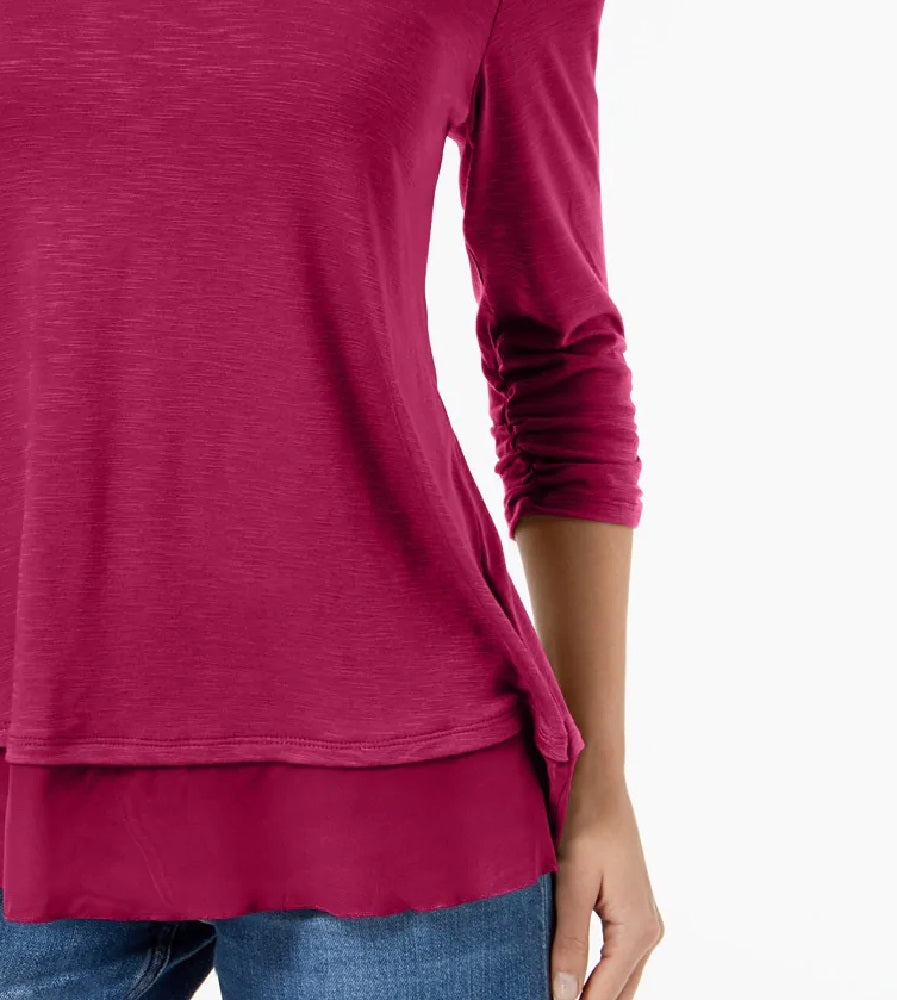 Top feminino de chiffon com bainha estilo &amp; co, rosa, tamanho extrapequeno