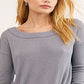 Blusa feminina de manga comprida e decote redondo Free People, cinza, tamanho pequeno