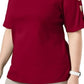 Blusa feminina Karen Scott de algodão com mangas recortadas, vermelha, tamanho P