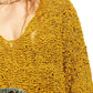Suéter feminino Free People Textu manga comprida gola V amarelo tamanho M