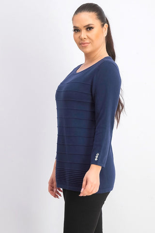Karen Scott Suéter Feminino Manga 3/4 Canelado Azul Tamanho XS