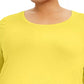 Top feminino com decote redondo JM Collection, amarelo, tamanho extragrande