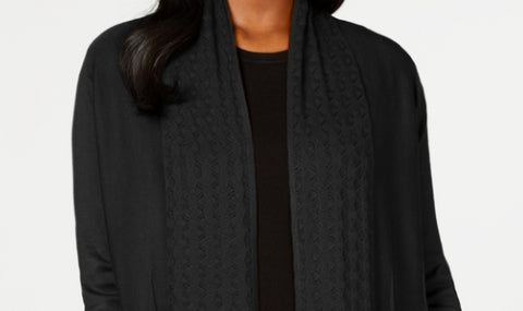 Karen Scott Cardigan Feminino Gola Pointelle Preto Tamanho Pequeno